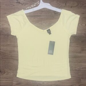 Wild Fable Light Yellow Short Sleeve Top